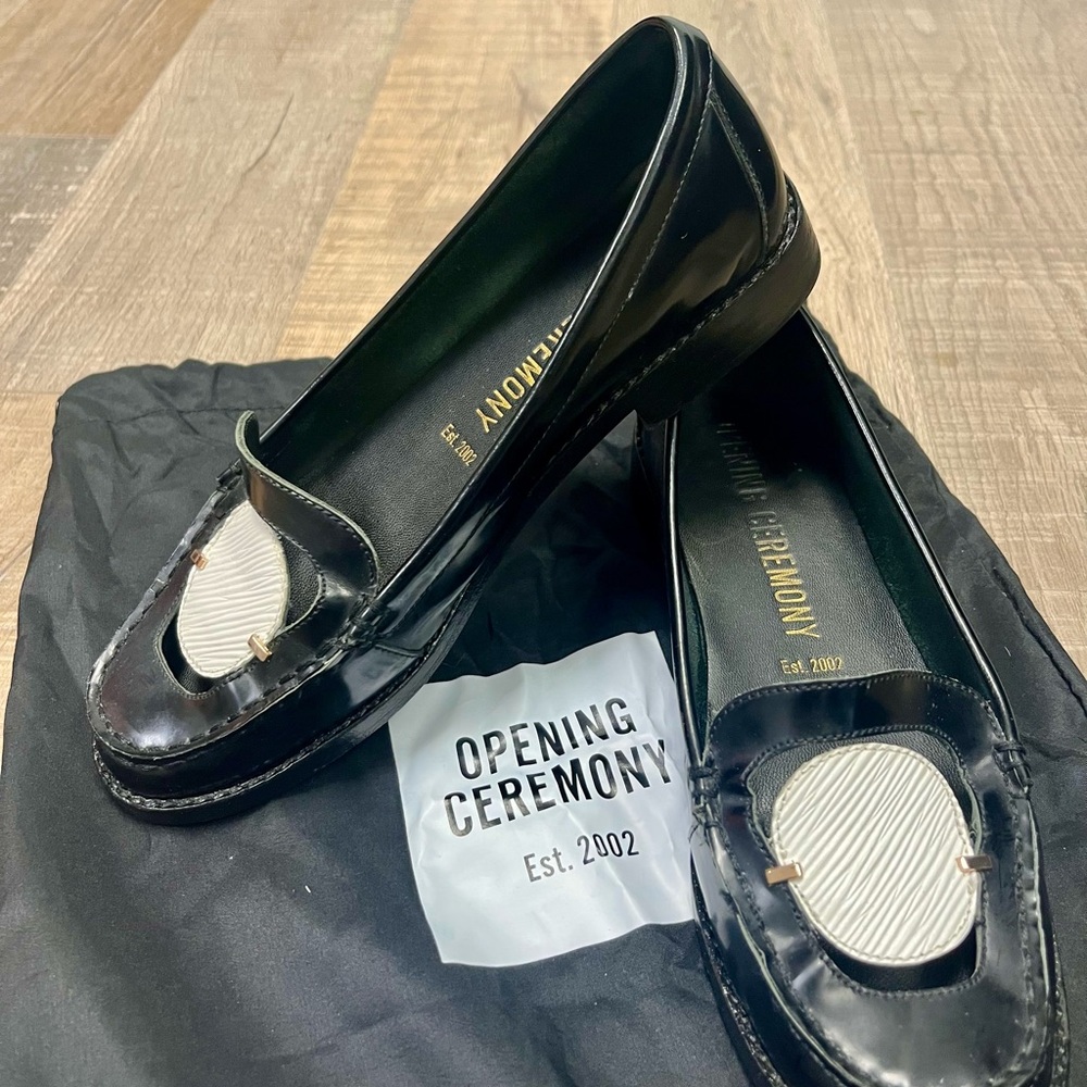 Opening Ceremony Glossy Black Loafers